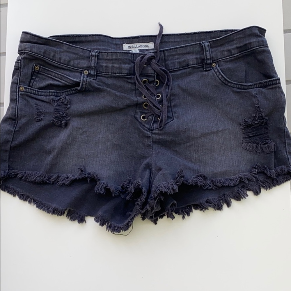 Billabong black denim lace up jean shorts size 29